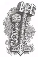 thor hammer and pentacle tattoo design idea