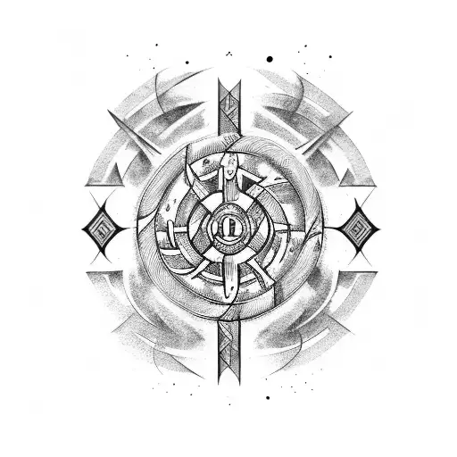 nordic wayfinder runic compas  tattoo design idea