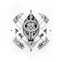 nordic wayfinder runic compas  tattoo design idea