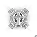 catholic cross with breast cancer ribbon around tattoo design idea