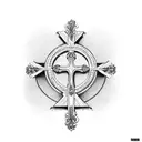 catholic cross with breast cancer ribbon around tattoo design idea