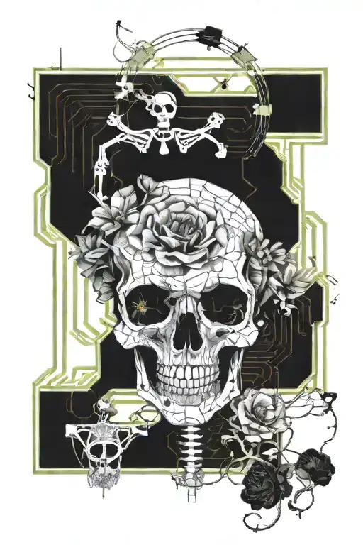 Dead poppy with lilith and skeleton dancing tattoo design idea