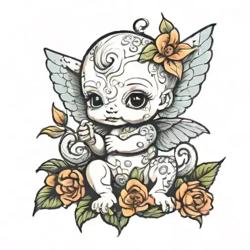 kewpie doll, cherub, reptiles, ferret tattoo design idea