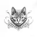 Celtic cat silhouette tattoo design idea