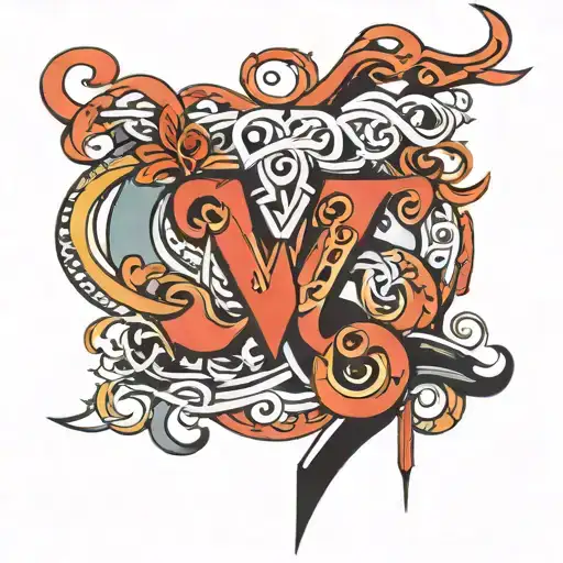 overlapping letters tattoo design idea