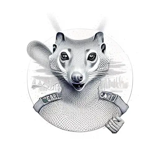 mongoose in military uniform tattoo design idea