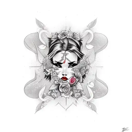 pinup girl with tattoos and acoustic guitar tattoo design idea