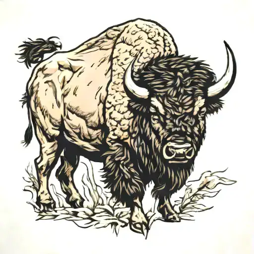 wyoming bison tattoo design idea