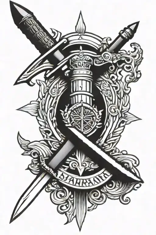 royal marines commando dagger combined tattoo design idea