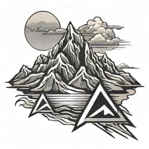 A stylized mountain peak with the Metallica logo incorporated into the design, representing the client's passion for both mountaineering and music tattoo design idea