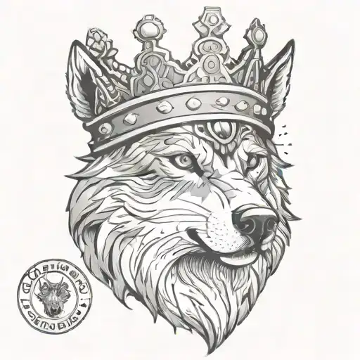 A wolf with a crown made of boxing gloves, symbolizing power and strength tattoo design idea