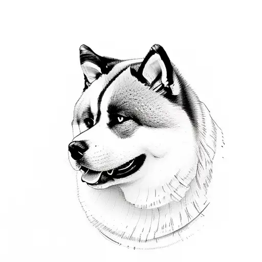 american akita face tattoo design idea