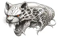 sabortooth tiger skull with beed work tattoo design idea
