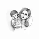 mother and son tattoo design idea