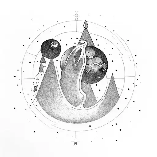 A chalice or stemmed glass being filled with celestial bodies tattoo design idea