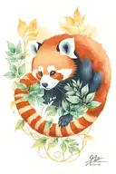 red panda climbing plant tattoo design idea