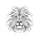 A lion's face composed of intricate tractor parts and gears tattoo design idea