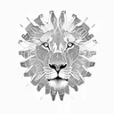 A lion's face composed of intricate tractor parts and gears tattoo design idea