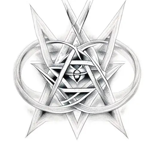 bloody pentagram tattoo design idea
