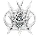 bloody pentagram tattoo design idea