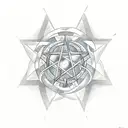 bloody pentagram tattoo design idea