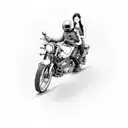 Couple riding a motorcycle tattoo design idea