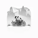 Couple riding a motorcycle tattoo design idea