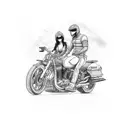 Couple riding a motorcycle tattoo design idea