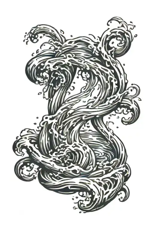 dancing water with a lifeline tattoo design idea