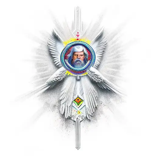 biblically accurate seraphim, 4k, max detail, unique design  tattoo design idea