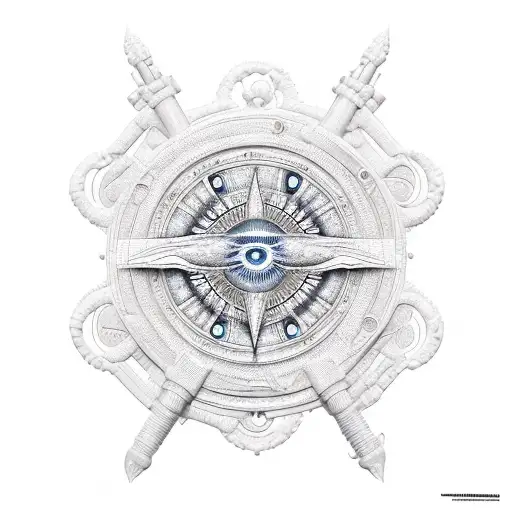 biblically accurate Ophanim, 4k, max detail, unique design  tattoo design idea