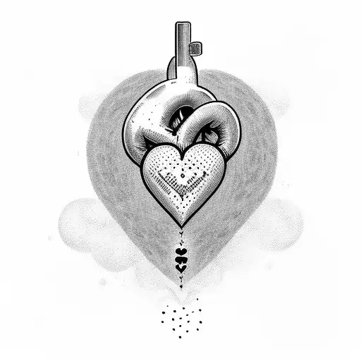 heart with boy diving tattoo design idea