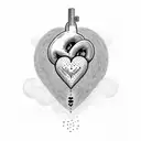 heart with boy diving tattoo design idea