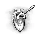 heart with boy diving tattoo design idea