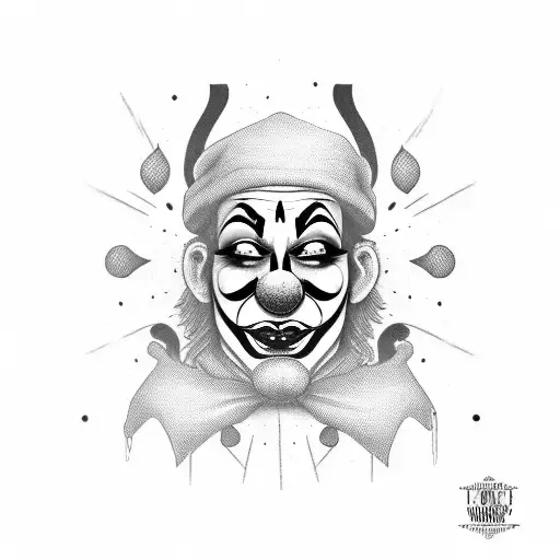 A clown with an emotionless expression on his face  tattoo design idea