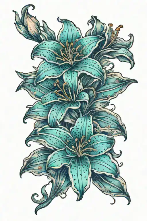 teal stargazer lilys  tattoo design idea