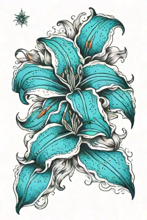 teal stargazer lilys  tattoo design idea