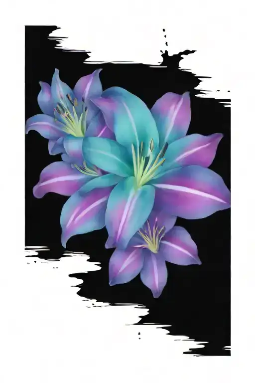 teal stargazer lilys  tattoo design idea