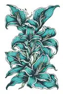 teal stargazer lilys  tattoo design idea