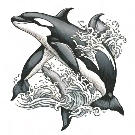 Orca Japanese tattoo design idea