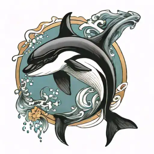 Orca Japanese tattoo design idea