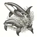 Orca Japanese tattoo design idea