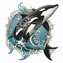 Orca Japanese tattoo design idea