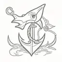 Anchor with shark hook hanging tattoo design idea