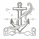 Anchor with shark hook hanging tattoo design idea
