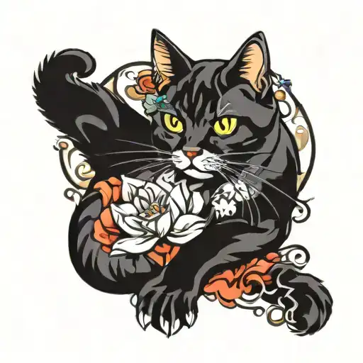 CAT MASSAGE tattoo design idea