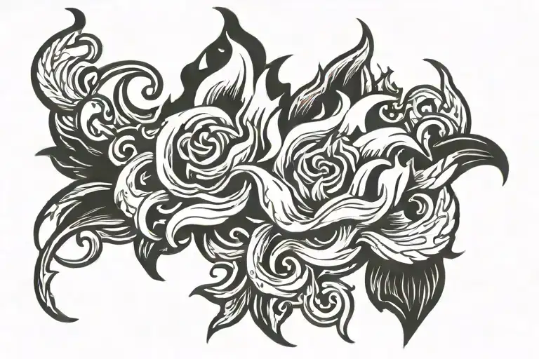 flames left arm tattoo design idea