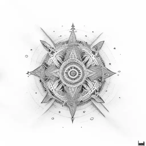 number nine with spiritual objects tattoo design idea