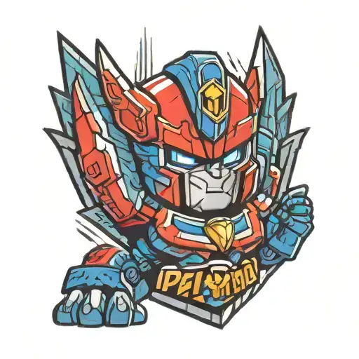 Optimus prime fighting paw patrol emblem with a majestic tattoo design idea