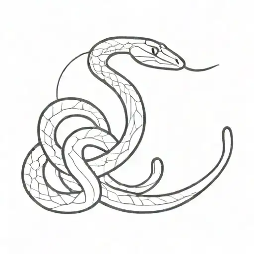 minimalist snake crawling full body shaped like black and white tattoo design idea